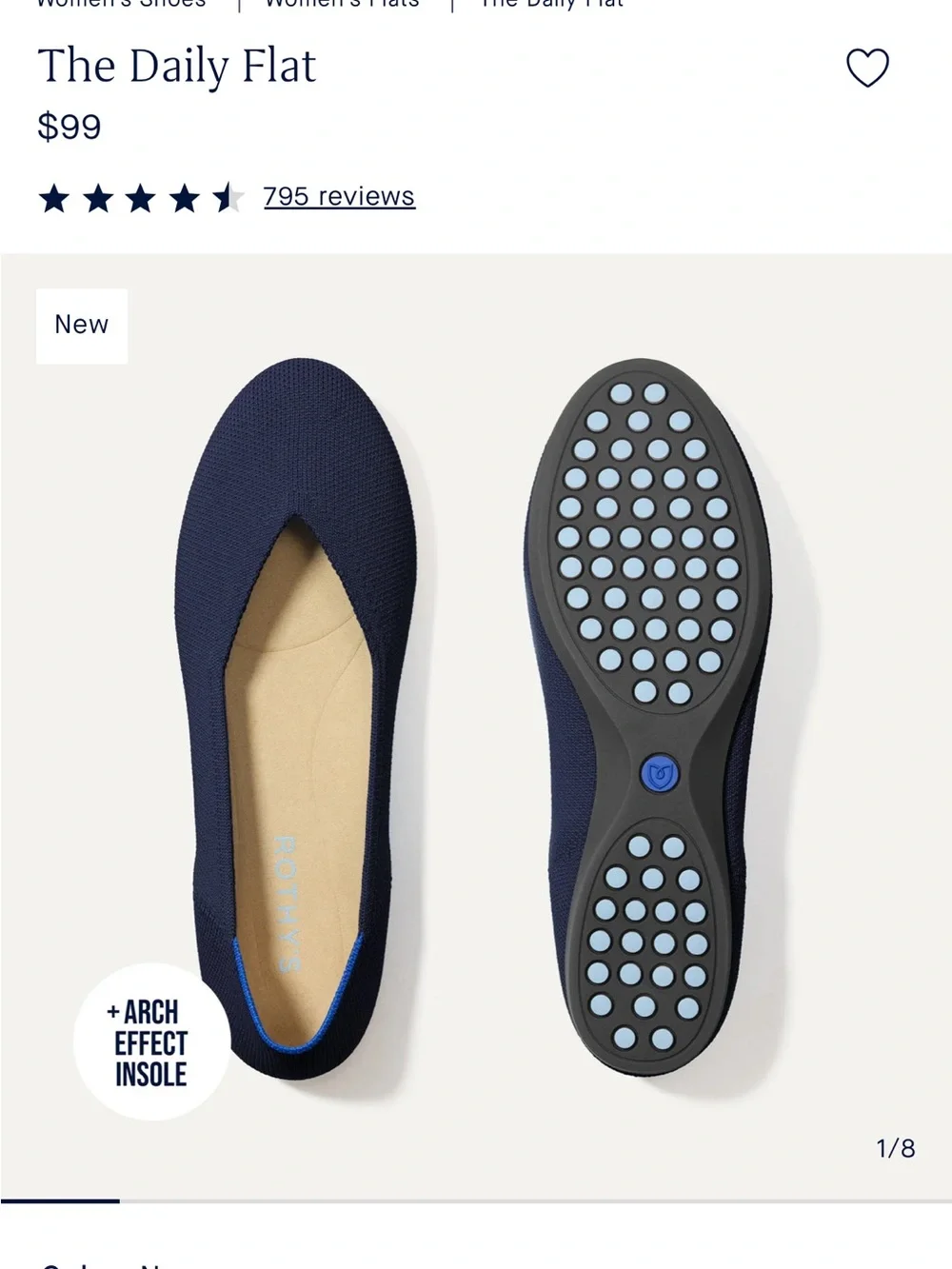 Rothy's Navy Knit Slip-On Ballet Flat